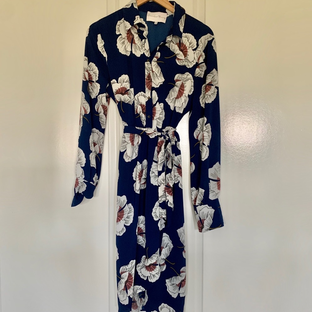 Floral midi faux wrap dress